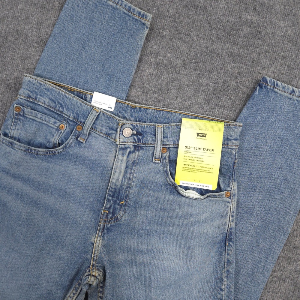 Levis 512 Jeans Mens 31X30 Blue Slim Taper Flex Stretch Light Wash Denim NEW
